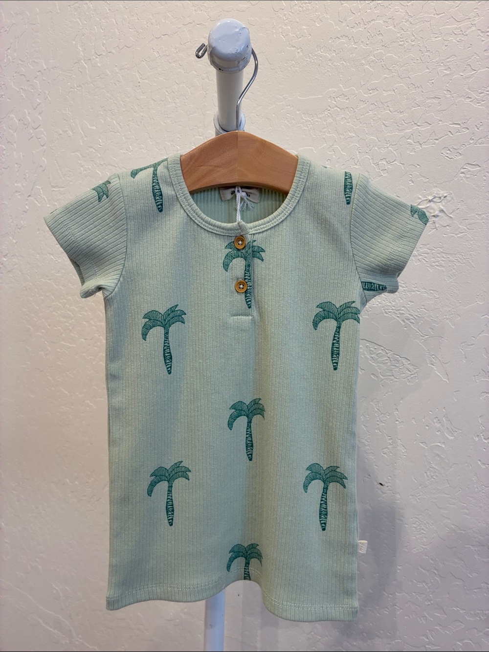 Kids Short Sleeve Palm-Print Tee in Mint